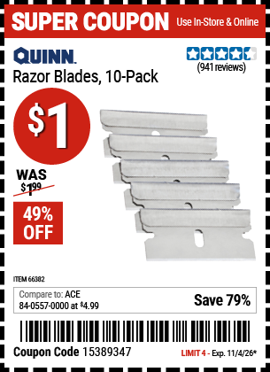 www.hfqpdb.com - QUINN RAZOR BLADES, 10-PACK Lot No. 66382
