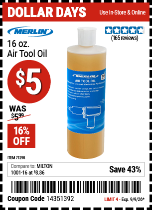 www.hfqpdb.com - MERLIN 16 OZ. AIR TOOL OIL Lot No. 71298