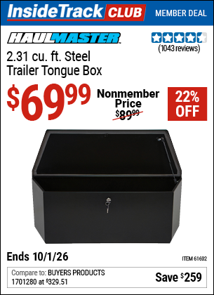 www.hfqpdb.com - HAUL-MASTER 2.31 CU. FT. STEEL TRAILER TONGUE BOX Lot No. 61602/66244