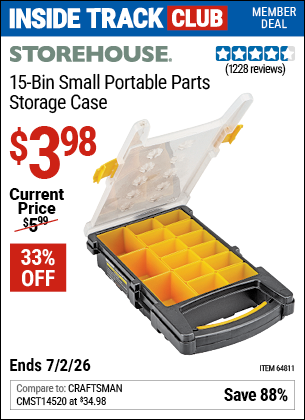 www.hfqpdb.com - STOREHOUSE 15-BIN SMALL PORTABLE PARTS STORAGE CASE Lot No. 64811