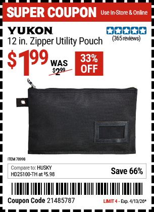 www.hfqpdb.com - YUKON 12 IN. ZIPPER UTILITY POUCH Lot No. 70998