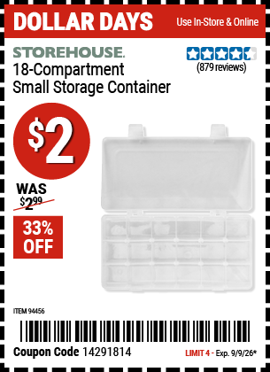 www.hfqpdb.com - STOREHOUSE 18-COMPARTMENT SMALL STORAGE CONTAINER Lot No. 94456
