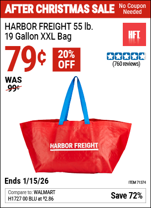 www.hfqpdb.com - HARBOR FREIGHT 55 LB., 19 GALLON XXL BAG Lot No. 71374