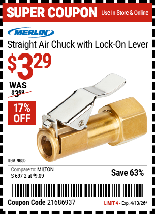 www.hfqpdb.com - MERLIN STRAIGHT AIR CHUCK WITH LOCK-ON LEVER Lot No. 70809