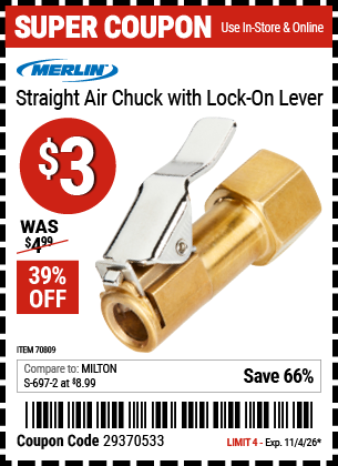 www.hfqpdb.com - MERLIN STRAIGHT AIR CHUCK WITH LOCK-ON LEVER Lot No. 70809