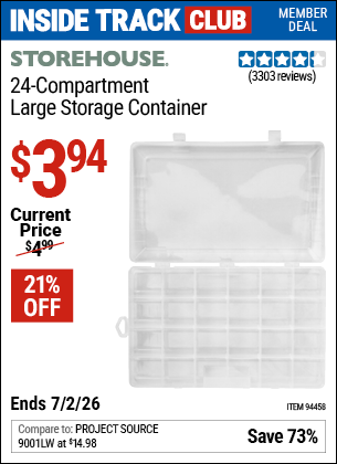 www.hfqpdb.com - STOREHOUSE 24-COMPARTMENT LARGE STORAGE CONTAINER Lot No. 94458