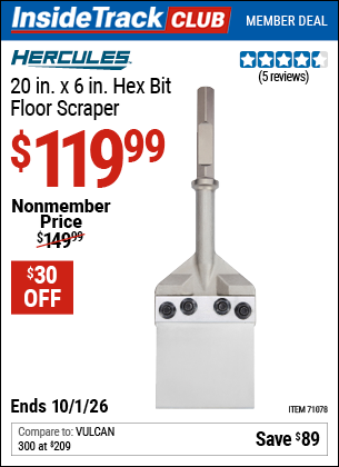 www.hfqpdb.com - HERCULES 20 IN. X 6 IN. HEX BIT FLOOR SCRAPER Lot No. 71078