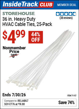 www.hfqpdb.com - STOREHOUSE 36 IN. HEAVY DUTY HVAC CABLE TIES, 25-PACK Lot No. 71157