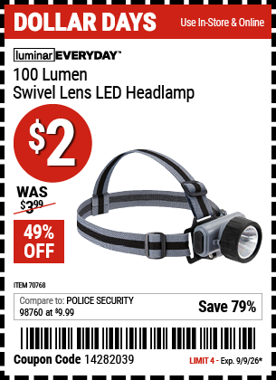 www.hfqpdb.com - LUMINAR EVERYDAY 100 LUMEN SWIVEL LENS LED HEADLAMP Lot No. 70768