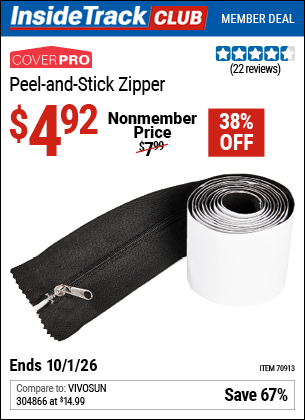 www.hfqpdb.com - COVERPRO PEEL-AND-STICK ZIPPER Lot No. 70913