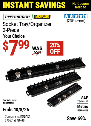 www.hfqpdb.com - PITTSBURGH SOCKET TRAY/ORGANIZER, 3-PIECE Lot No. 68100/68102