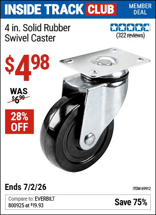 www.hfqpdb.com - 4 IN. SOLID RUBBER SWIVEL CASTER Lot No. 69912