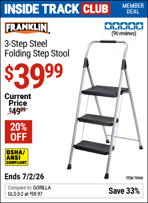www.hfqpdb.com - FRANKLIN 3-STEP STEEL FOLDING STEP STOOL Lot No. 70940
