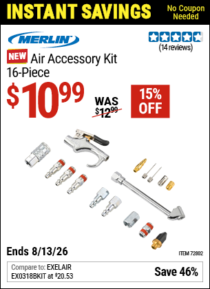 www.hfqpdb.com - MERLIN AIR ACCESSORY KIT &ndash; 16-PIECE Lot No. 72802