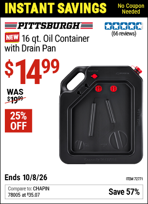 www.hfqpdb.com - PITTSBURGH 16 QT. OIL CONTAINER WITH DRAIN PAN Lot No. 72771