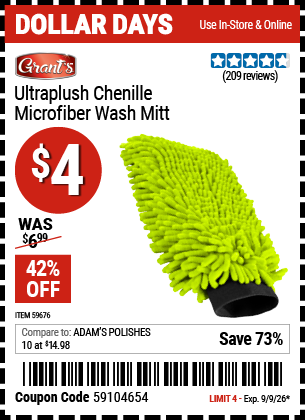 www.hfqpdb.com - GRANT'S ULTRAPLUSH CHENILLE MICROFIBER WASH MITT Lot No. 59676
