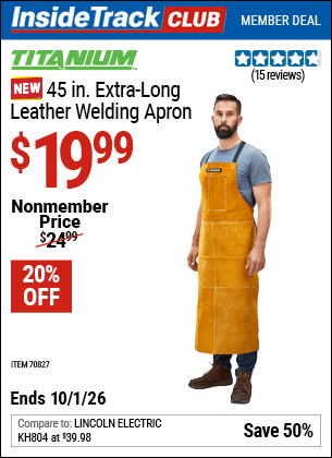www.hfqpdb.com - TITANIUM 45 IN. EXTRA-LONG LEATHER WELDING APRON Lot No. 70827