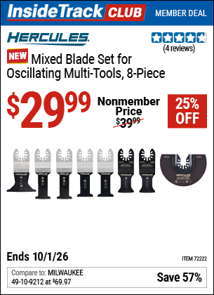 www.hfqpdb.com - HERCULES MIXED BLADE SET FOR OSCILLATING MULTI-TOOLS, 8-PIECE Lot No. 72222