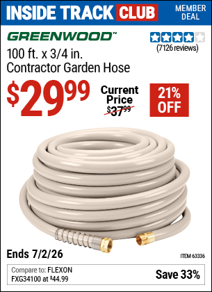 www.hfqpdb.com - GREENWOOD 100 FT. X 3/4 IN. CONTRACTOR GARDEN HOSE Lot No. 63336/61906