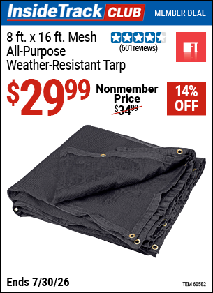 www.hfqpdb.com - HFT 8 FT. X 16 FT. MESH ALL-PURPOSE/WEATHER-RESISTANT 4 OZ. TARP Lot No. 60582