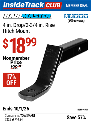 www.hfqpdb.com - HAUL-MASTER 4 IN. DROP/3-3/4 IN. RISE HITCH MOUNT Lot No. 94901