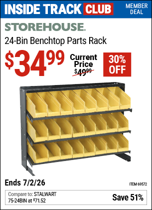 www.hfqpdb.com - STOREHOUSE 24-BIN BENCHTOP PARTS RACK Lot No. 69572
