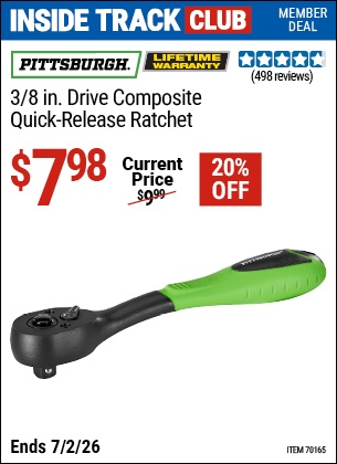 www.hfqpdb.com - PITTSBURGH 3/8 IN. DRIVE COMPOSITE QUICK-RELEASE RATCHET Lot No. 70165/66313
