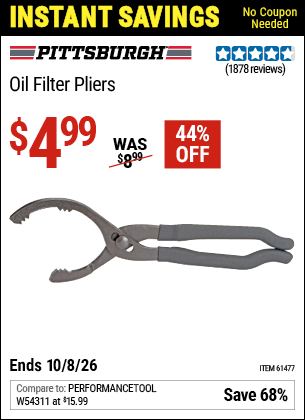 www.hfqpdb.com - PITTSBURGH OIL FILTER PLIERS Lot No. 61477/63666