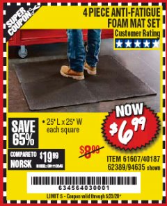 HFT Anti-Fatigue Foam Mat Set 4 Pc. for $6.99 – Harbor Freight Coupons