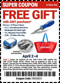 Harbor Freight FREE Coupon PITTSBURGH AUTOMOTIVE 4 IN. MAGNETIC PARTS HOLDER Lot No. 90566/62535 Expired: 4/4/26 - FWP