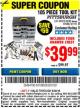 Harbor Freight Coupon 105 PIECE TOOL KIT WITH 4-DRAWER CHEST Lot No. 69323/69380/61591 Expired: 6/30/16 - $39.99