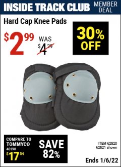 Harbor Freight ITC Coupon WESTERN SAFETY HARD CAP KNEE PADS Lot No. 62821 Expired: 1/6/22 - $2.99