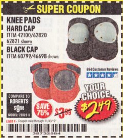 Harbor Freight Coupon WESTERN SAFETY HARD CAP KNEE PADS Lot No. 62821 Expired: 10/30/19 - $2.99