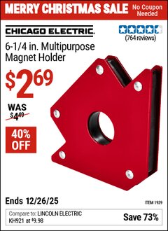 Harbor Freight Coupon 6 1/4 IN MULTIPURPOSE MAGNET HOLDER Lot No. 1939 Expired: 12/26/25 - $2.69
