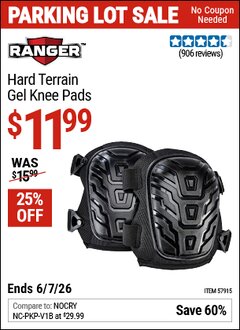 Harbor Freight Coupon RANGER HARD TERRAIN GEL KNEE PADS Lot No. 57915 Valid Thru: 6/7/26 - $11.99