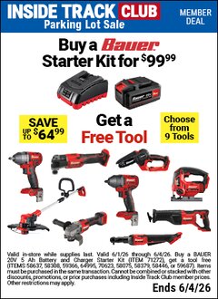 Harbor Freight FREE Coupon BAUER 20V BRUSHLESS CORDLESS 3/8 IN., 3 SPEED IMPACT WRENCH - TOOL ONLY Lot No. 58446 Expired: 6/4/26 - FWP