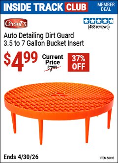 Harbor Freight ITC Coupon GRANT'S AUTO DETAILING DIRT GUARD 3.5 TO 7 GALLON BUCKET INSERT Lot No. 58495 Valid Thru: 4/30/26 - $4.99