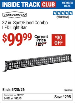 Harbor Freight ITC Coupon ROADSHOCK 32 IN. SPOT/FLOOD COMBO LED LIGHT BAR Lot No. 57052 Valid Thru: 5/28/26 - $99.99